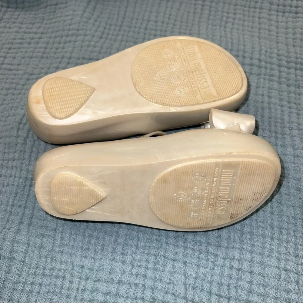 Mini Melissa Cream Bow Mary Jane Shoes